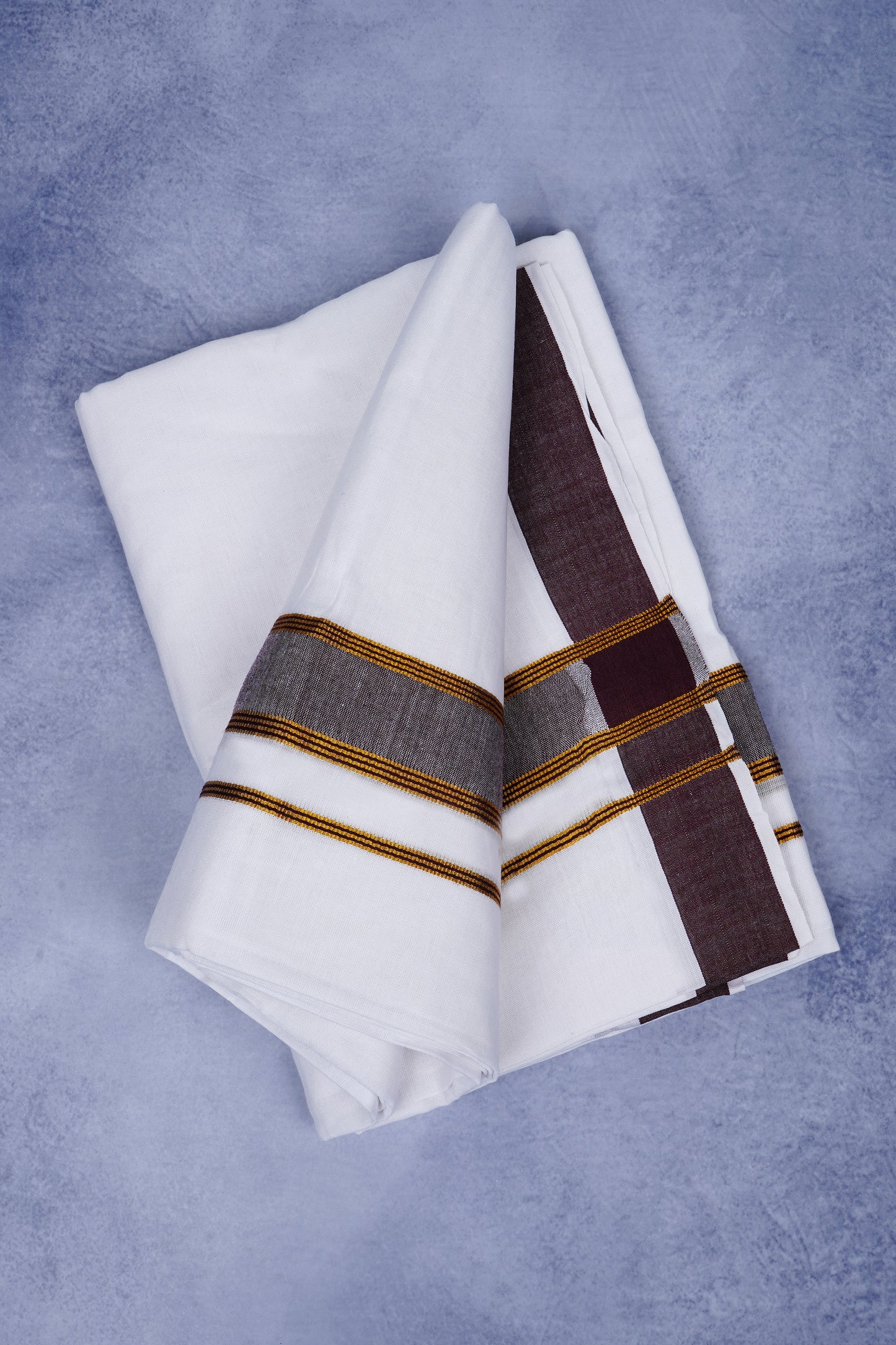 Feather Finish Cotton 2929 W/D Dhothie 3.80 MTR - Dark Maroon