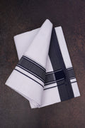Mens Cotton Blend White Dhoti Double Fancy Border 3.80 m|FD-116 BLACK