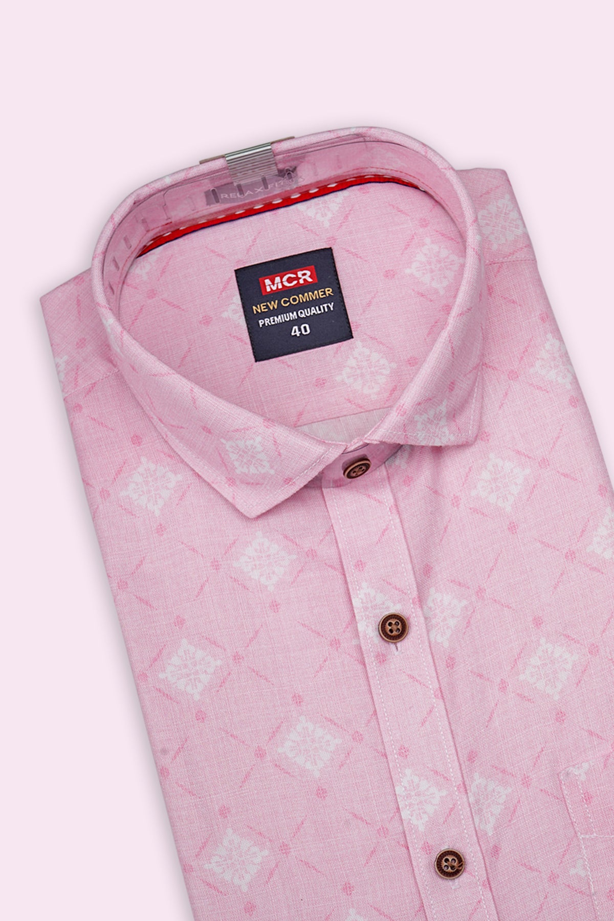 SHOP NEW COMMER RELAX FIT HALF SLEEVE PINK SHIRT