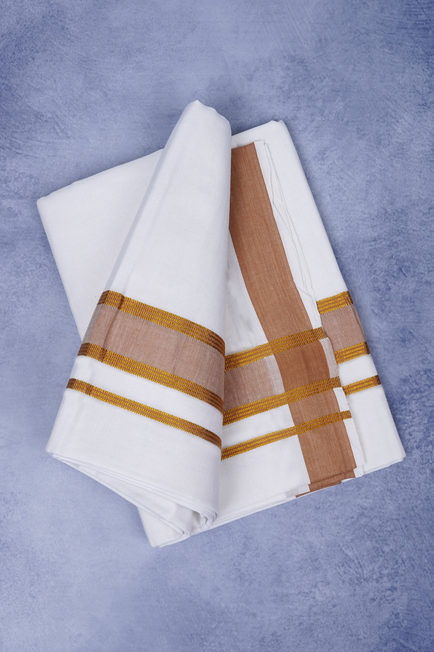Feather Finish Cotton 2929 W/D Dhothie 3.80 MTR - Brown