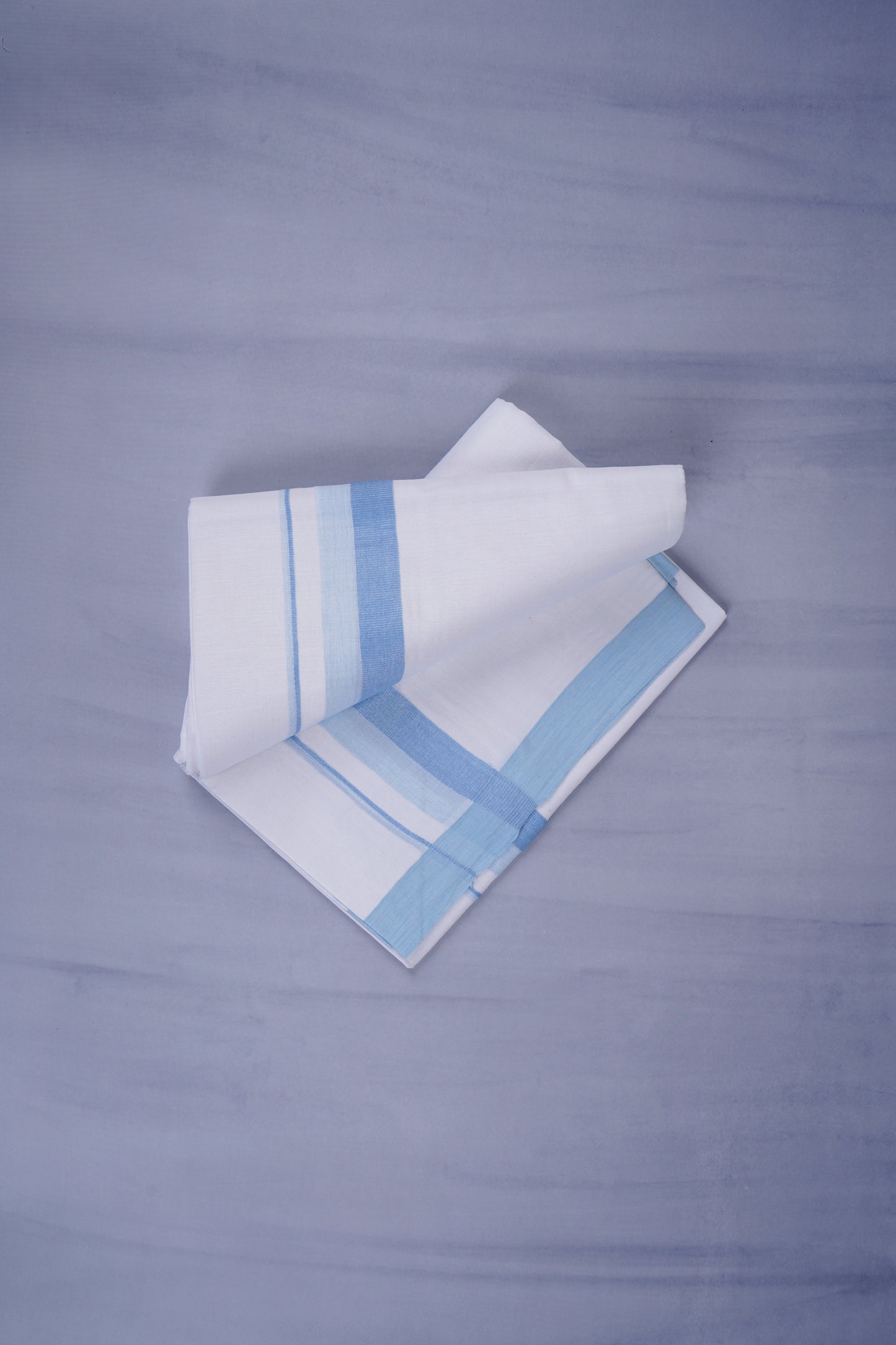 KERALOOM FINISH COTTON 332 W/D DHOTI 3.80 MTR - Sky Blue