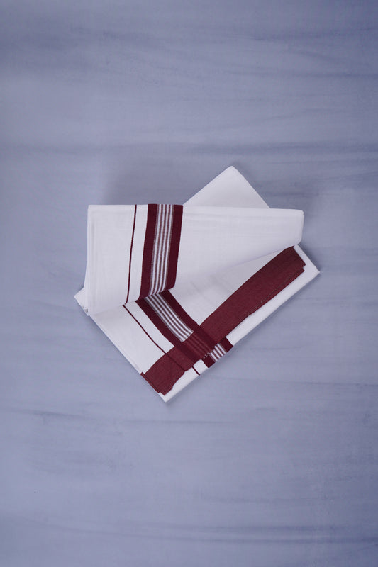 KERALOOM FINISH COTTON 331 W/D DHOTI 3.80 MTR - Maroon