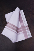 White Cotton Blend Dhoti Single Weave with Rose Jari Border 2.00 m | Luxe 14