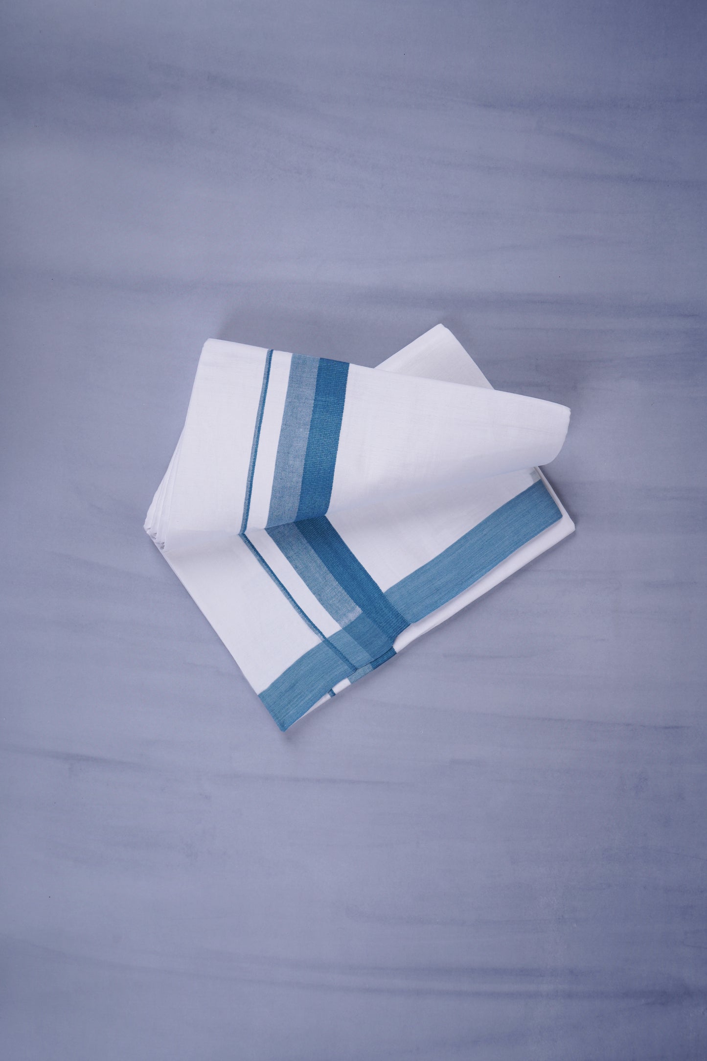 KERALOOM FINISH COTTON 332 W/D DHOTI 3.80 MTR - Light Blue
