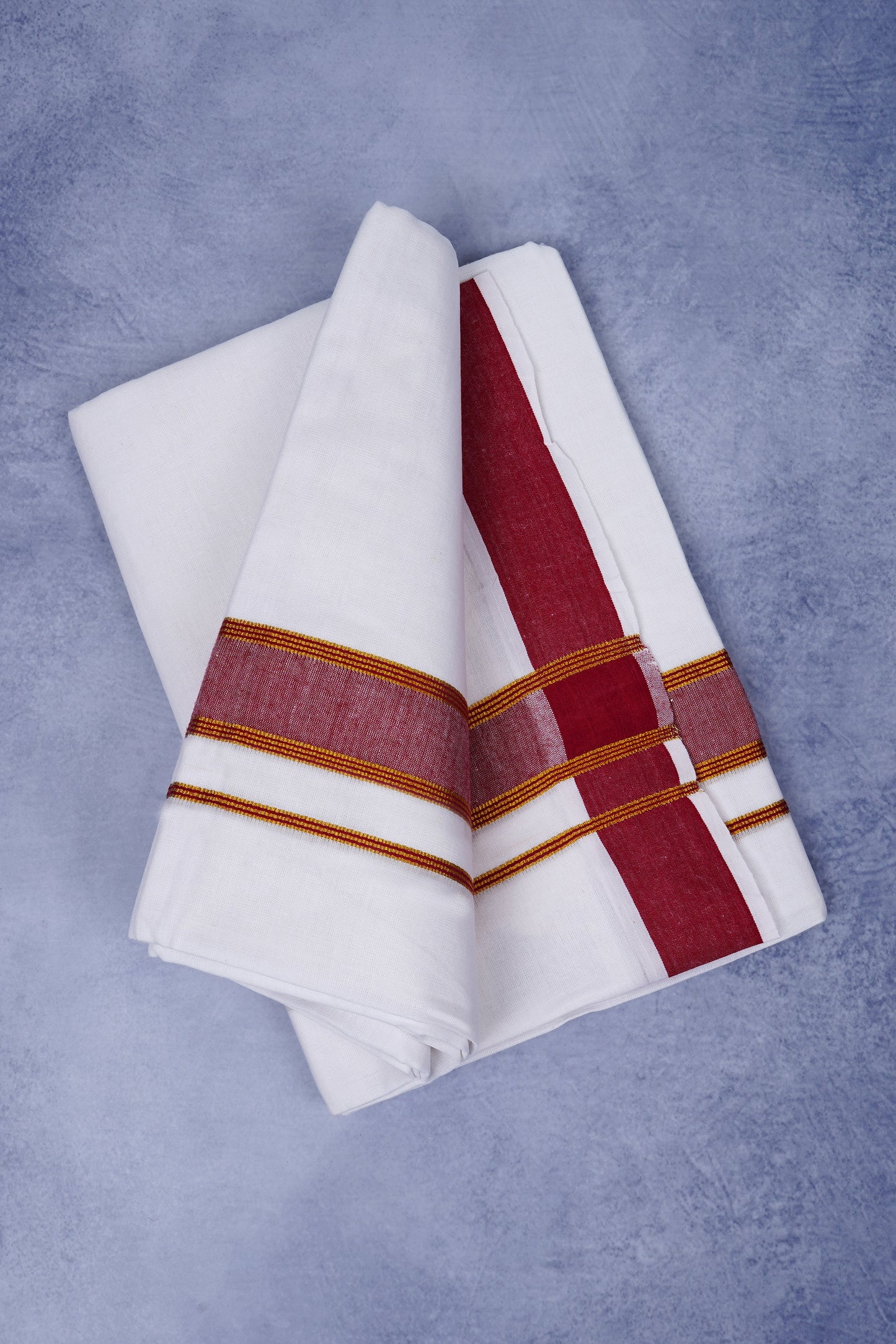 Feather Finish Cotton 2929 W/D Dhothie 3.80 MTR - Maroon