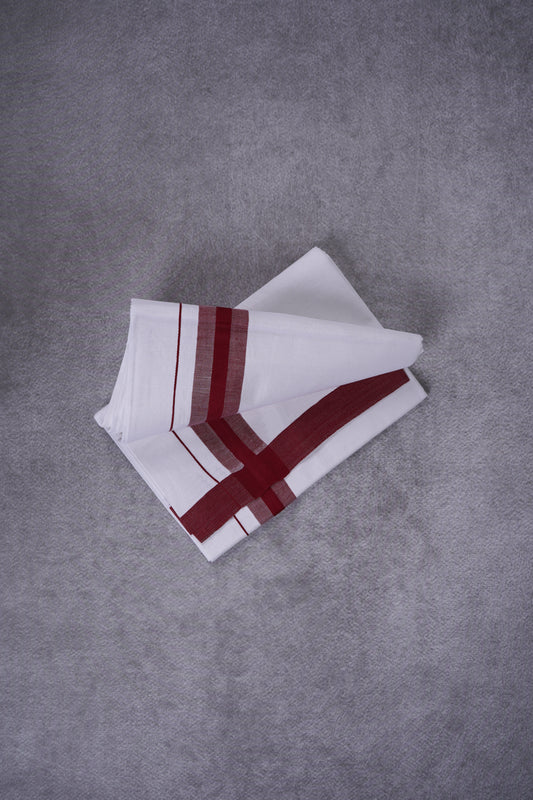 KERALOOM FINISH COTTON 326 W/D DHOTI 3.80 MTR - Dark maroon