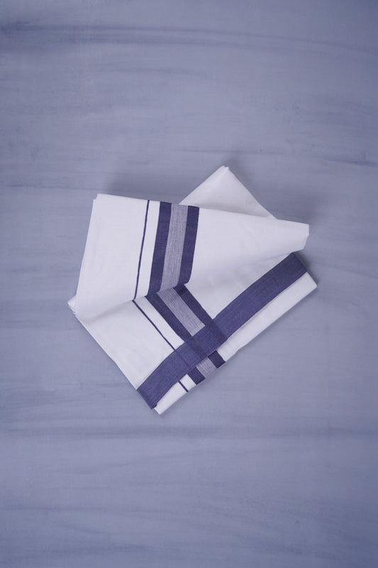 KERALOOM FINISH COTTON 329 W/D DHOTI 3.80 MTR - Navy Blue
