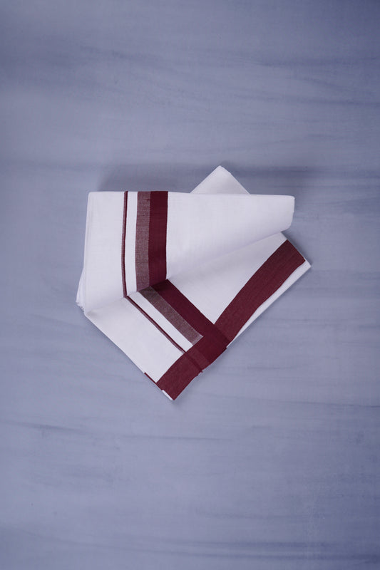KERALOOM FINISH COTTON 332 W/D DHOTI 3.80 MTR - Dark Maroon