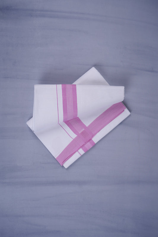 KERALOOM FINISH COTTON 329 W/D DHOTI 3.80 MTR - Pink