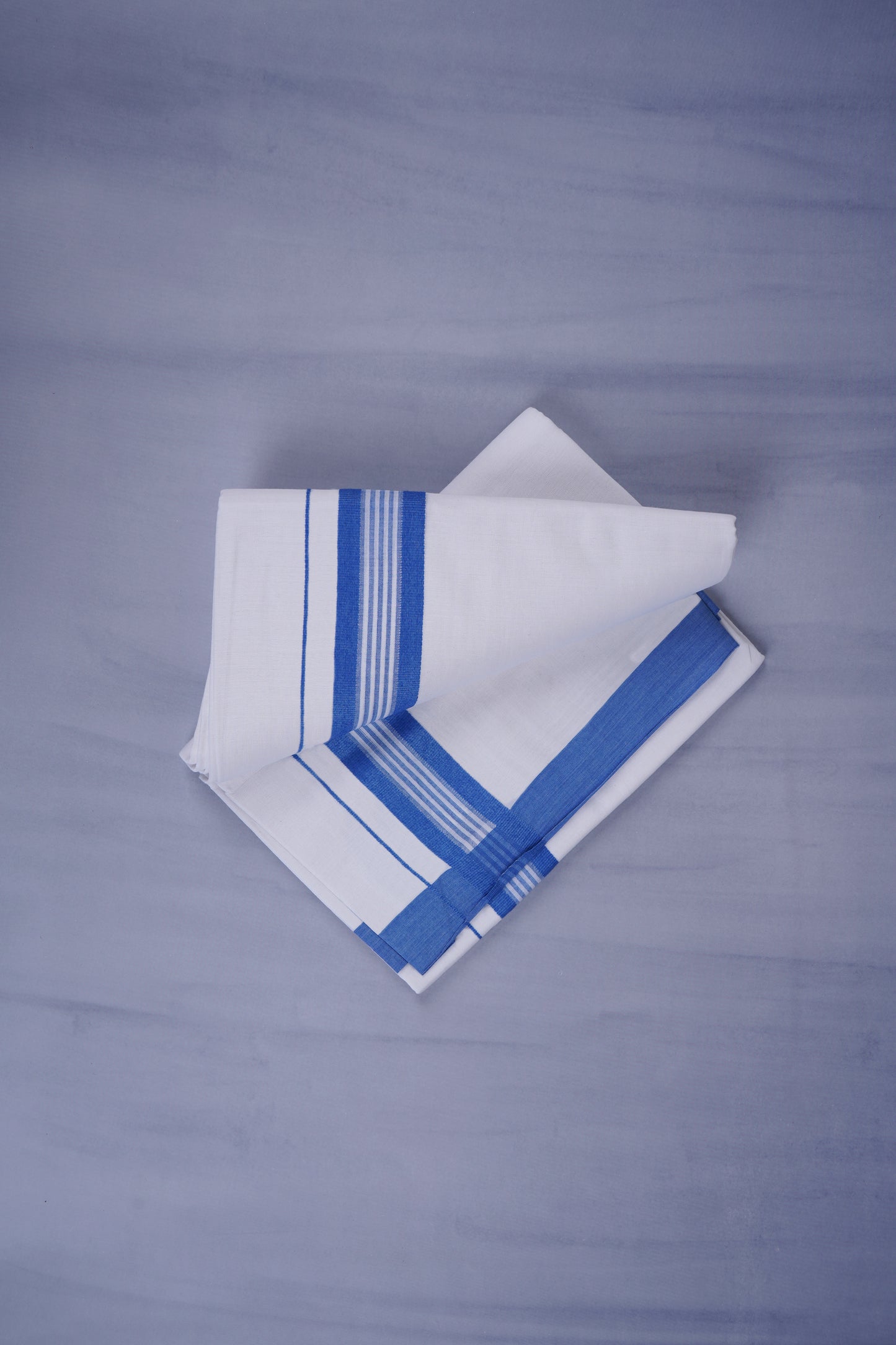 KERALOOM FINISH COTTON 331 W/D DHOTI 3.80 MTR - Blue
