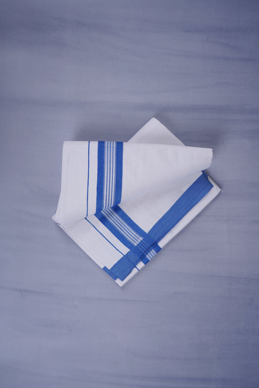 KERALOOM FINISH COTTON 331 W/D DHOTI 3.80 MTR - Blue