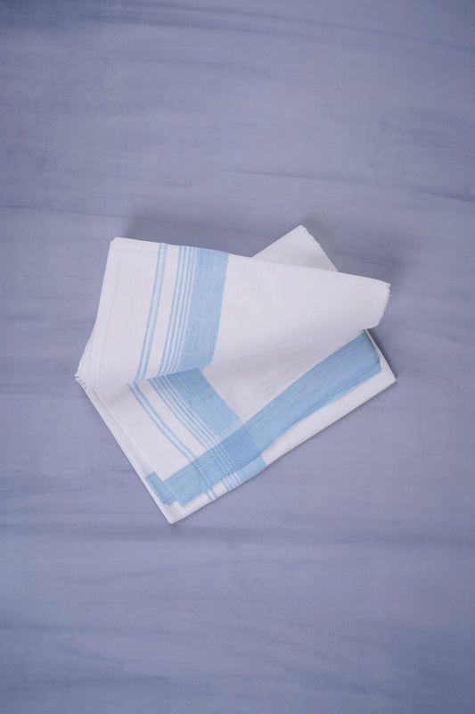 KERALOOM FINISH COTTON 327 W/D DHOTI 3.80 MTR - Sky Blue