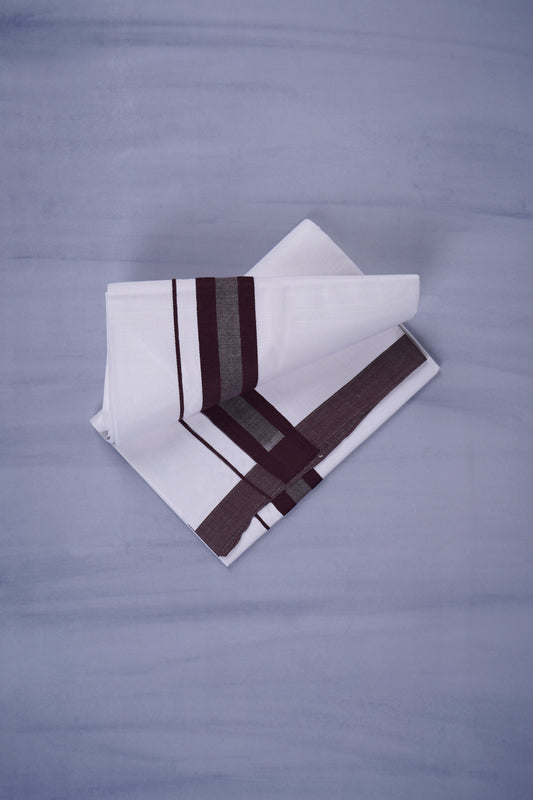KERALOOM FINISH COTTON 329 W/D DHOTI 3.80 MTR - Dark Maroon