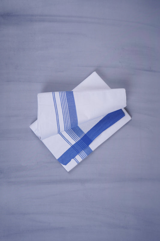 KERALOOM FINISH COTTON 327 W/D DHOTI 3.80 MTR - Blue