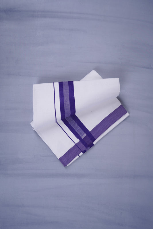 KERALOOM FINISH COTTON 329 W/D DHOTI 3.80 MTR - Dark Violet