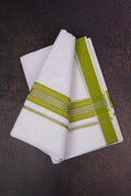 Mens Cotton Blend White Dhoti Double Fancy Border 3.80 m|FD-166 OLIVE GREEN