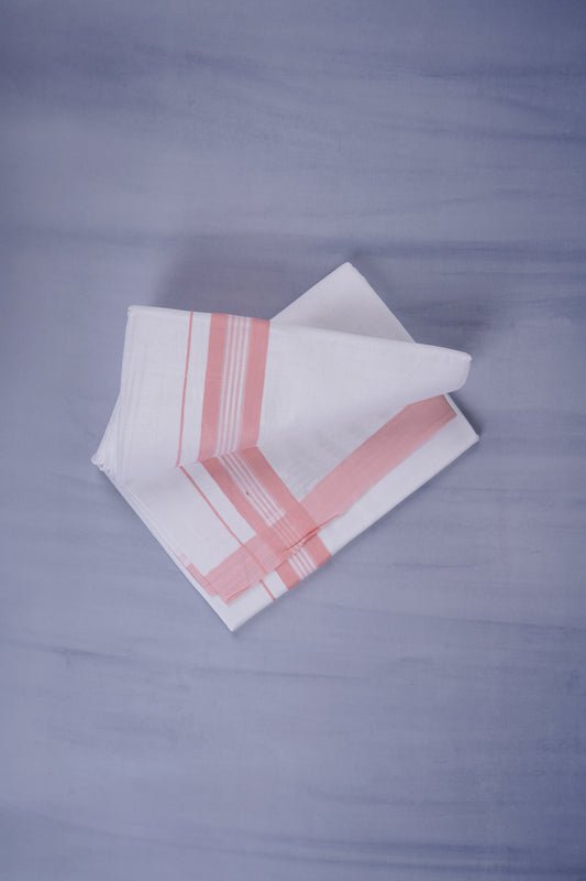 KERALOOM FINISH COTTON 331 W/D DHOTI 3.80 MTR - Light Pink