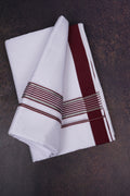 Mens Cotton Blend White Dhoti Double Fancy Border 3.80 m|FD-137 MAROON