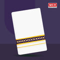 RICH MAN PRINT GOLD JARI WHITE DOUBLE DHOTI 3.80 MTR FOR MEN - GLD-174 (Assorted colours only)