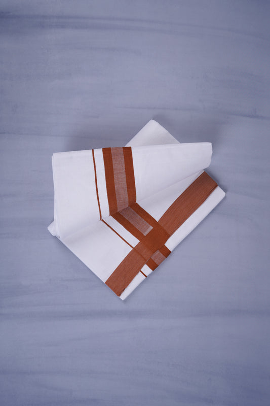 KERALOOM FINISH COTTON 329 W/D DHOTI 3.80 MTR - Dark Brown