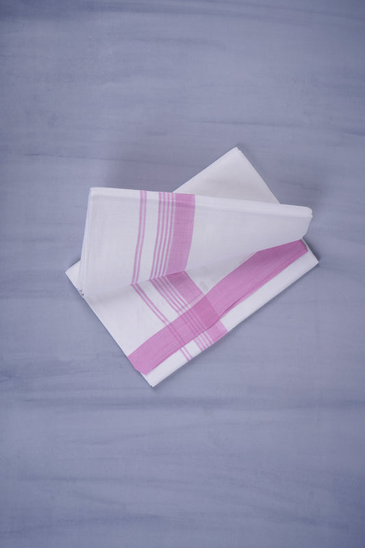 KERALOOM FINISH COTTON 327 W/D DHOTI 3.80 MTR - Pink