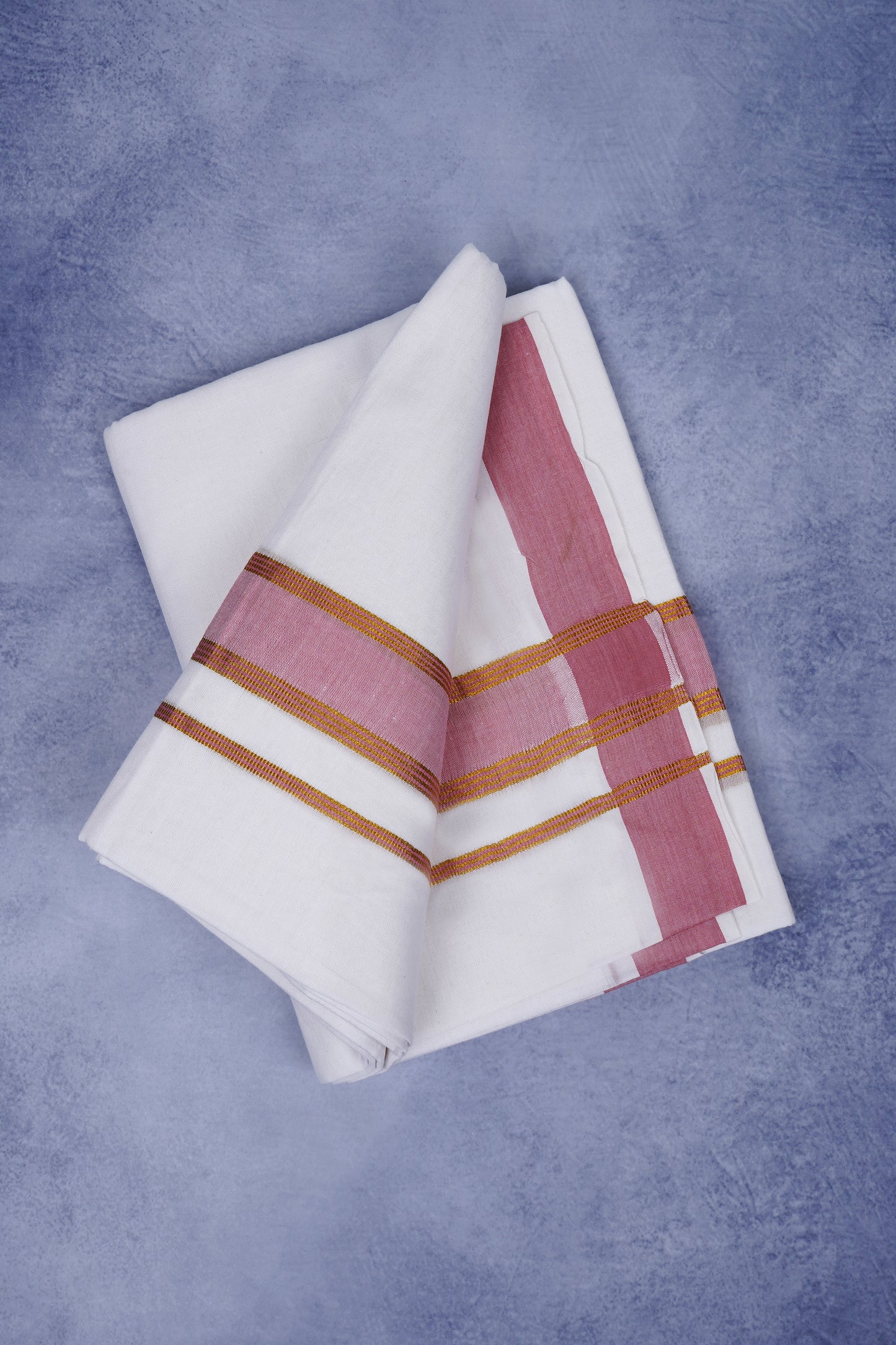 Feather Finish Cotton 2929 W/D Dhothie 3.80 MTR - Pink