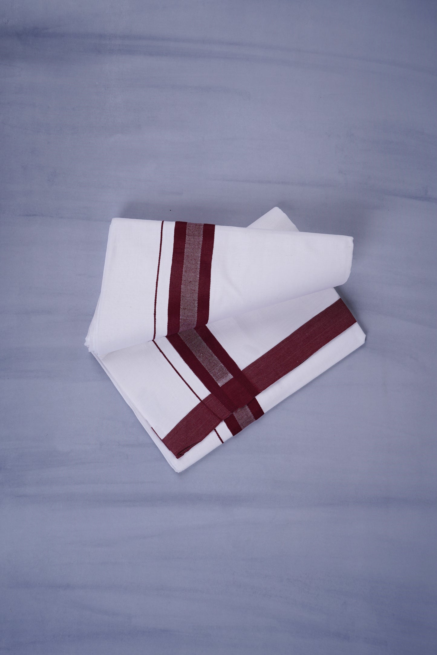 KERALOOM FINISH COTTON 329 W/D DHOTI 3.80 MTR - Dark Maroon