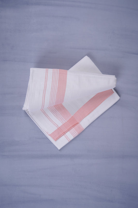 KERALOOM FINISH COTTON 327 W/D DHOTI 3.80 MTR - Light Pink