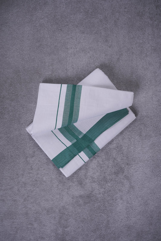 KERALOOM FINISH COTTON 326 W/D DHOTI 3.80 MTR - Dark Green