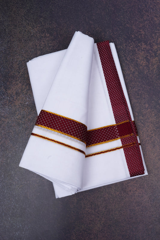 FD-200 W/D DHOTI 3.80 MTR-Dark Maroon