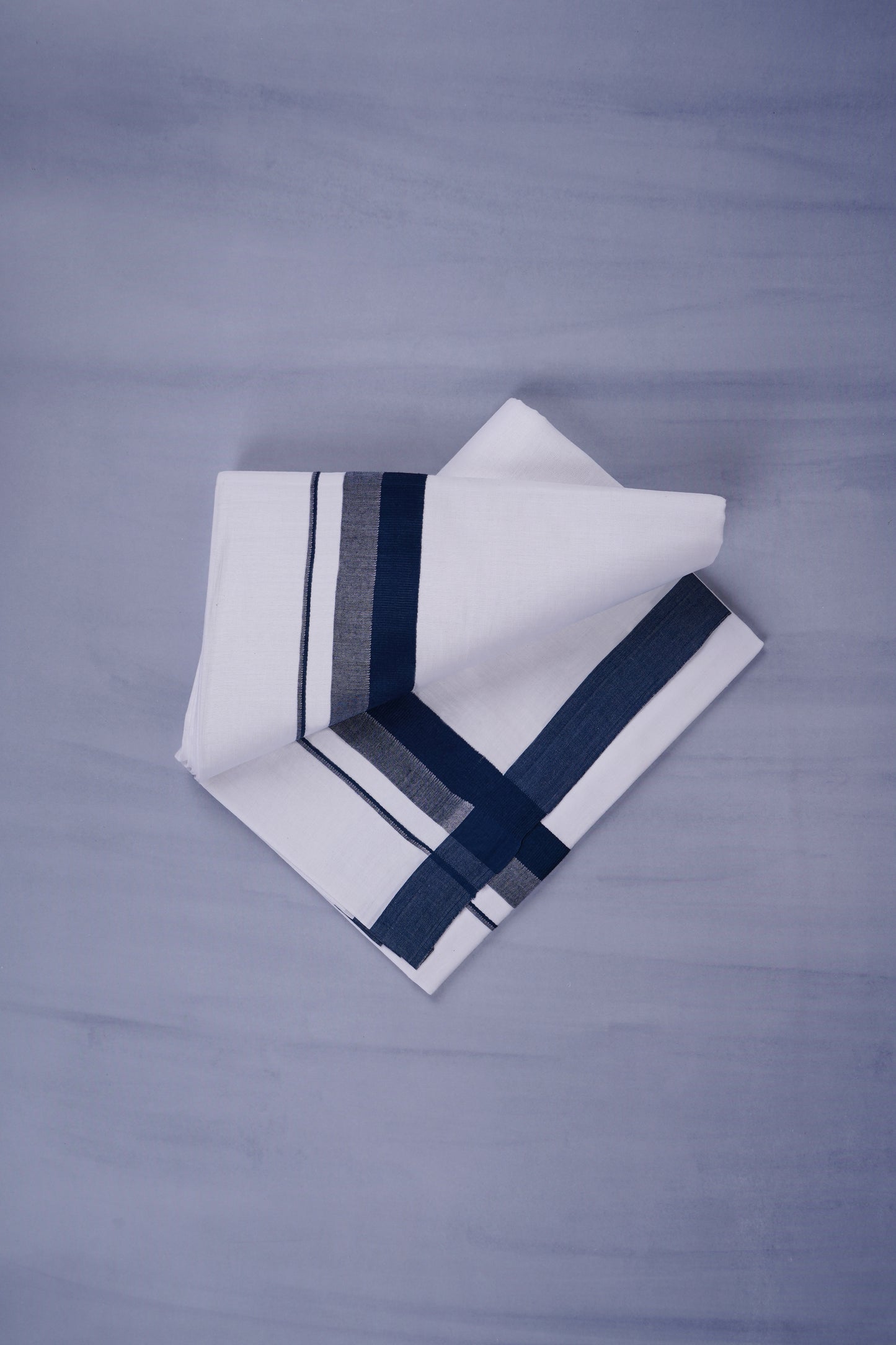 KERALOOM FINISH COTTON 332 W/D DHOTHIE 3.80 MTR - Navy Blue