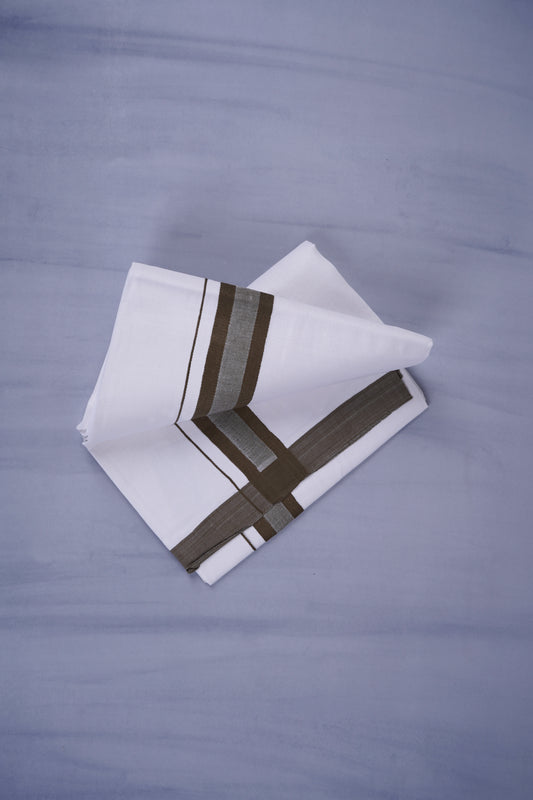 KERALOOM FINISH COTTON 329 W/D DHOTI 3.80 MTR - Dark Brown