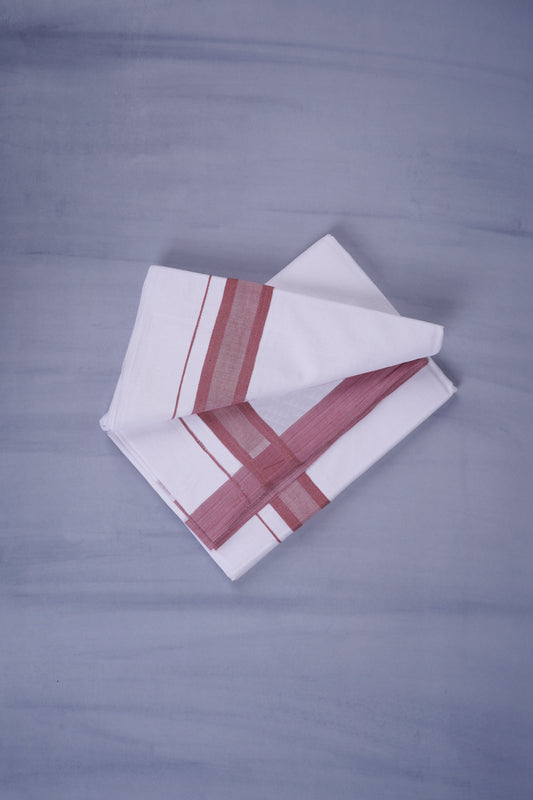 KERALOOM FINISH COTTON 329 W/D DHOTI 3.80 MTR - Light Pink