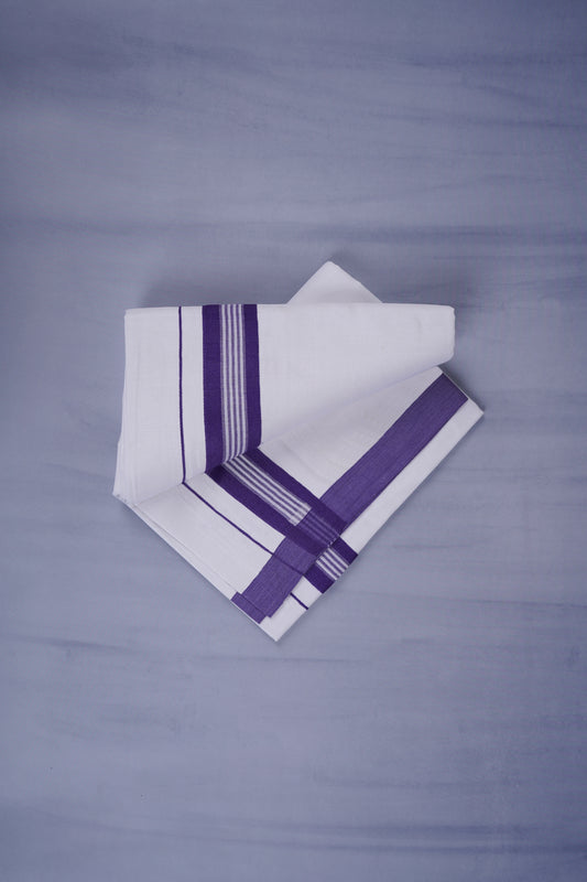 KERALOOM FINISH COTTON 331 W/D DHOTI 3.80 MTR - Dark Violet