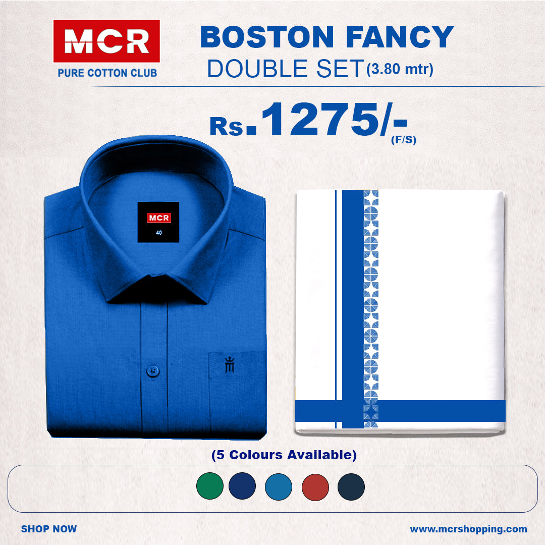 Boston Fancy Double Set F/S - (Assorted Pattern) - 11 Ajantha Blue