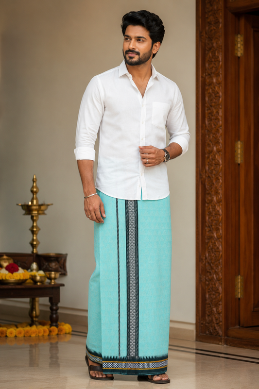 Sulthan Colours Dhoti - Light Green