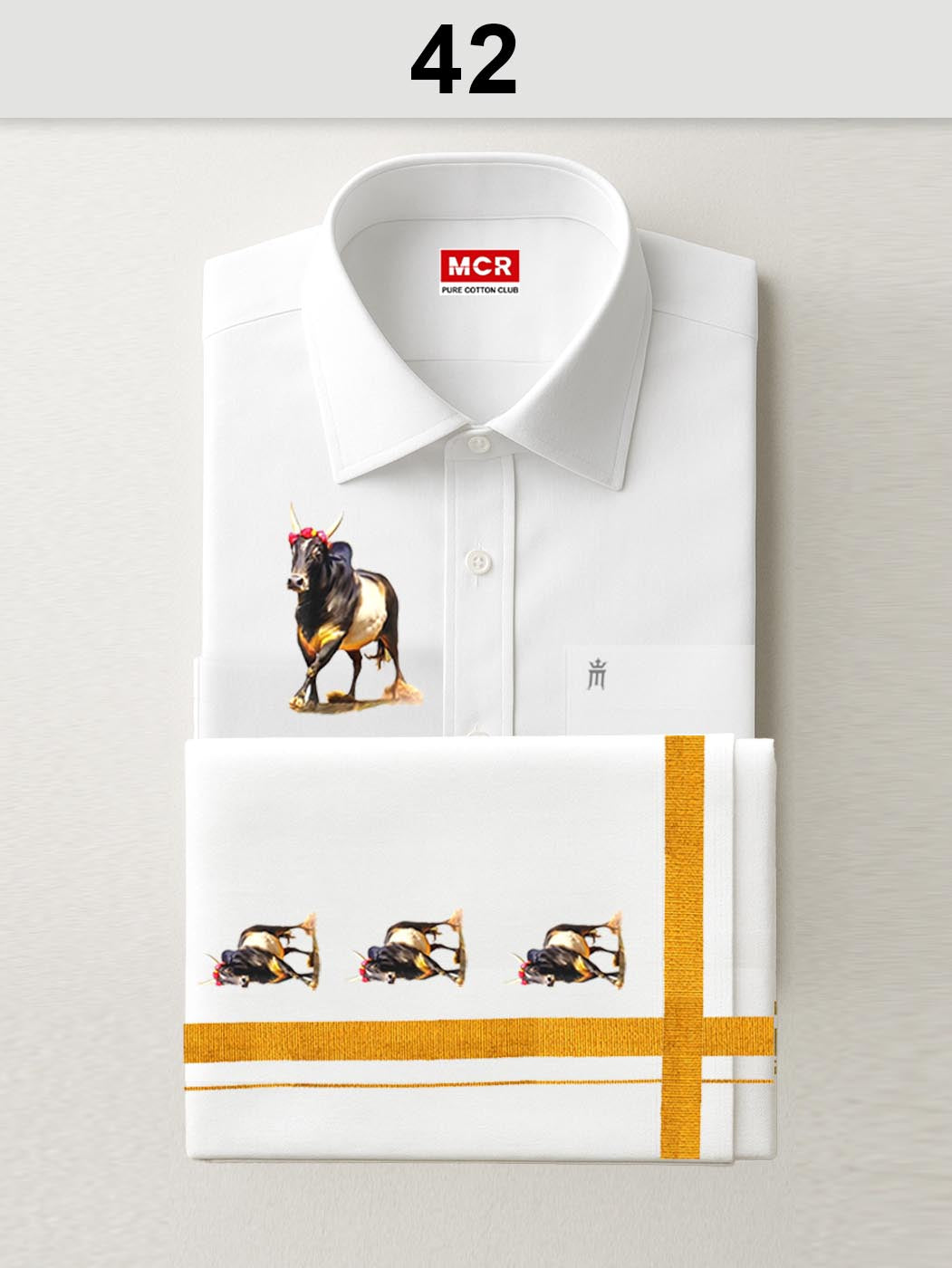42 JALLIKATTU WHITE SINGLE SET H/S