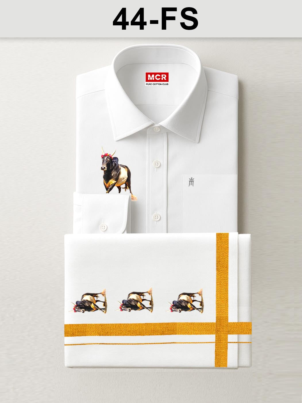 44 JALLIKATTU WHITE SINGLE SET F/S