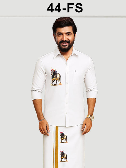 44 JALLIKATTU WHITE SINGLE SET F/S