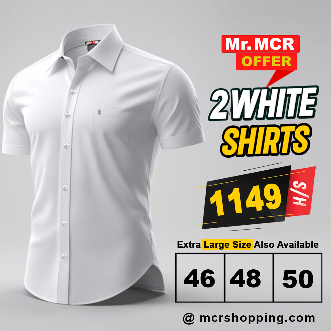 Mr. MCR Offer Combo White Shirt (Buy 1 get 1 free)