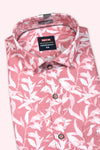 ORDER NEWSMAKER SLIMFIT HALF SLEEVE PINK WHITE MEN SHIRT