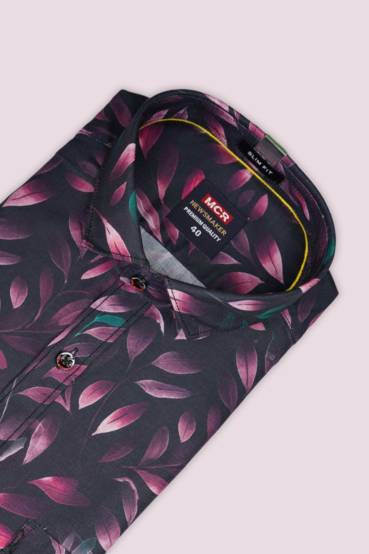 Shop NEWSMAKER SLIMFIT FULL SLEEVE FLORAL BLACK MEN SHIRT