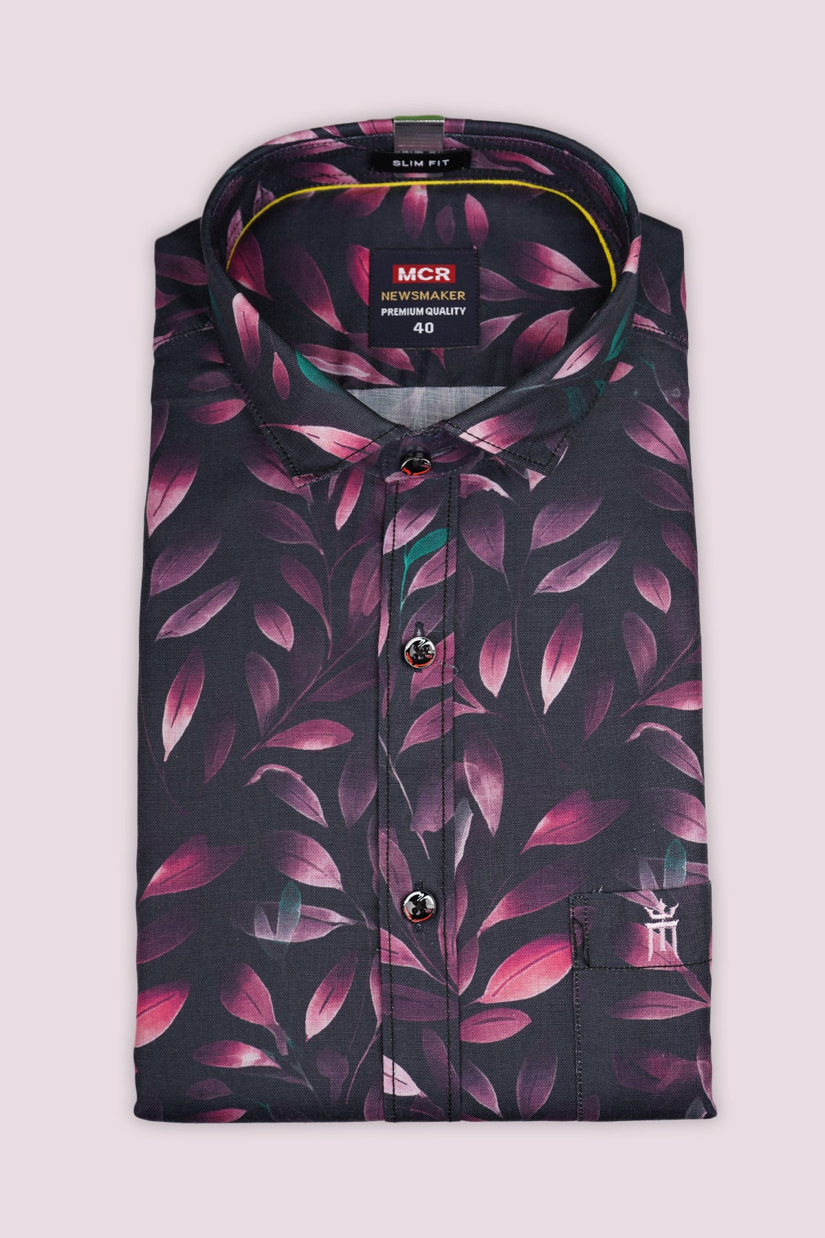 Buy NEWSMAKER SLIMFIT FULL SLEEVE FLORAL BLACK MEN SHIRT