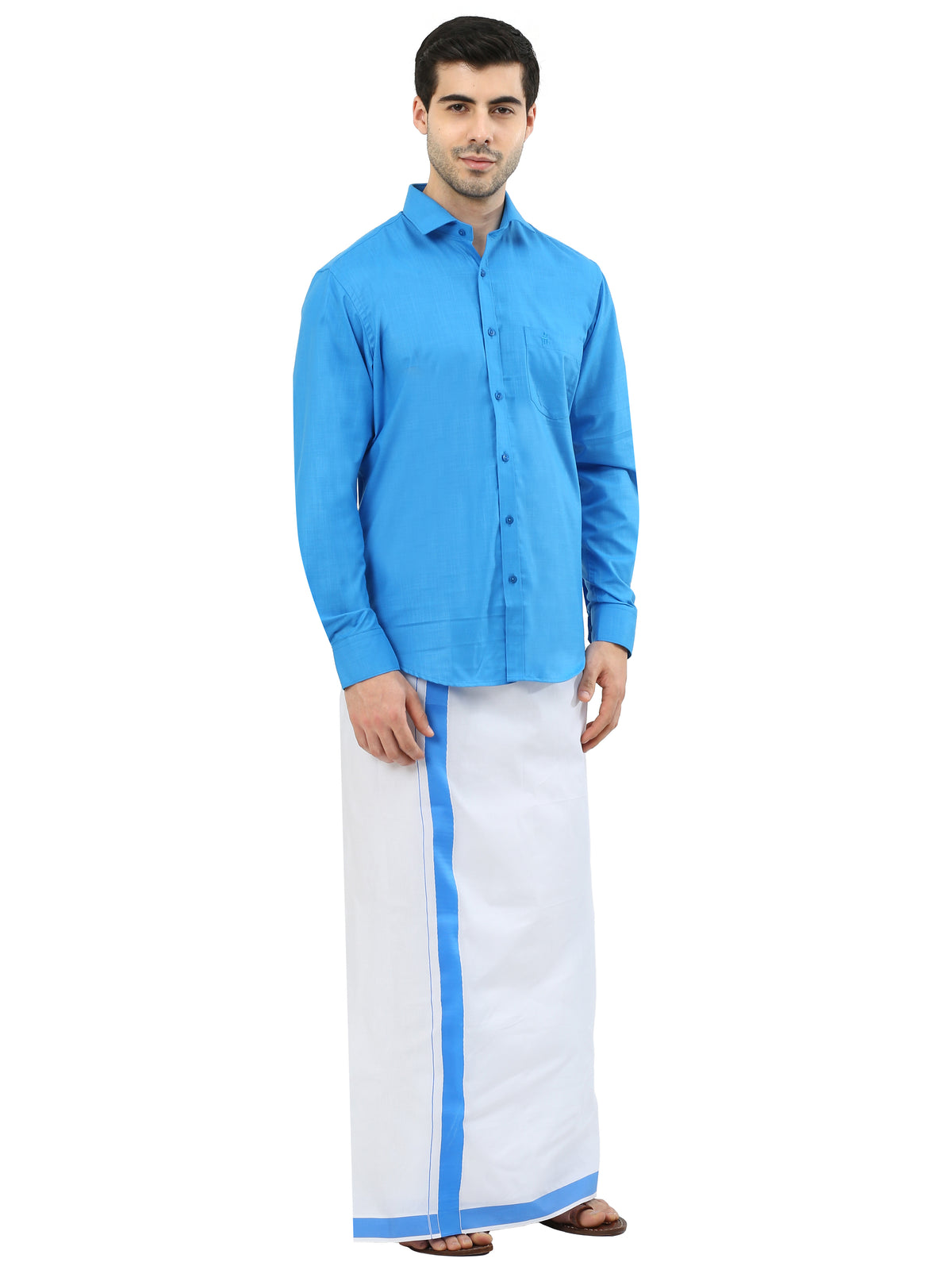 Colour Matching Double Dhoti Set Full Sleeve - 21011