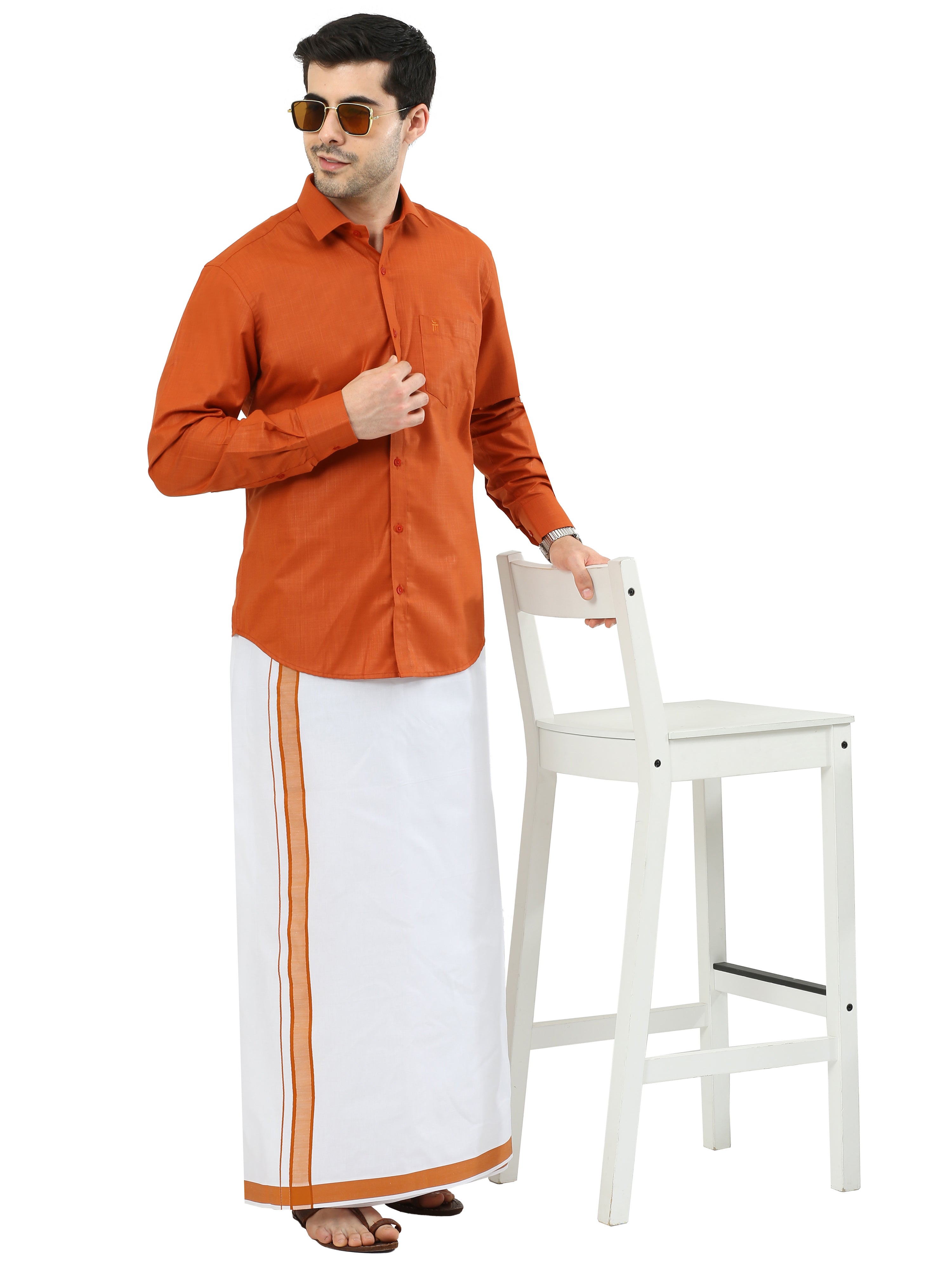 COLOUR MATCHING DOUBLE DHOTI SET FULL SLEEVE - 21017