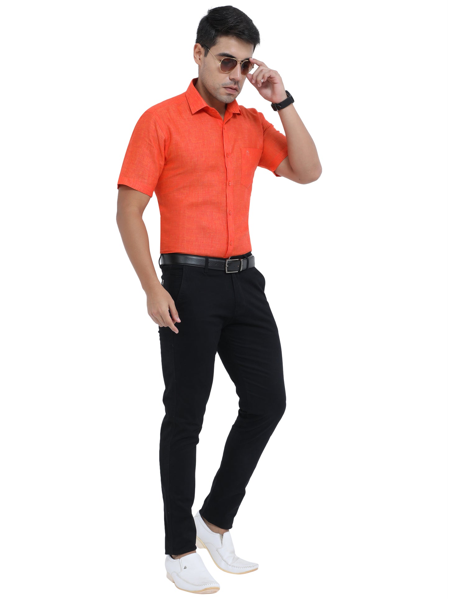 PURE LINEN HALF SLEEVE SHIRT - 6035 MEN SHIRT