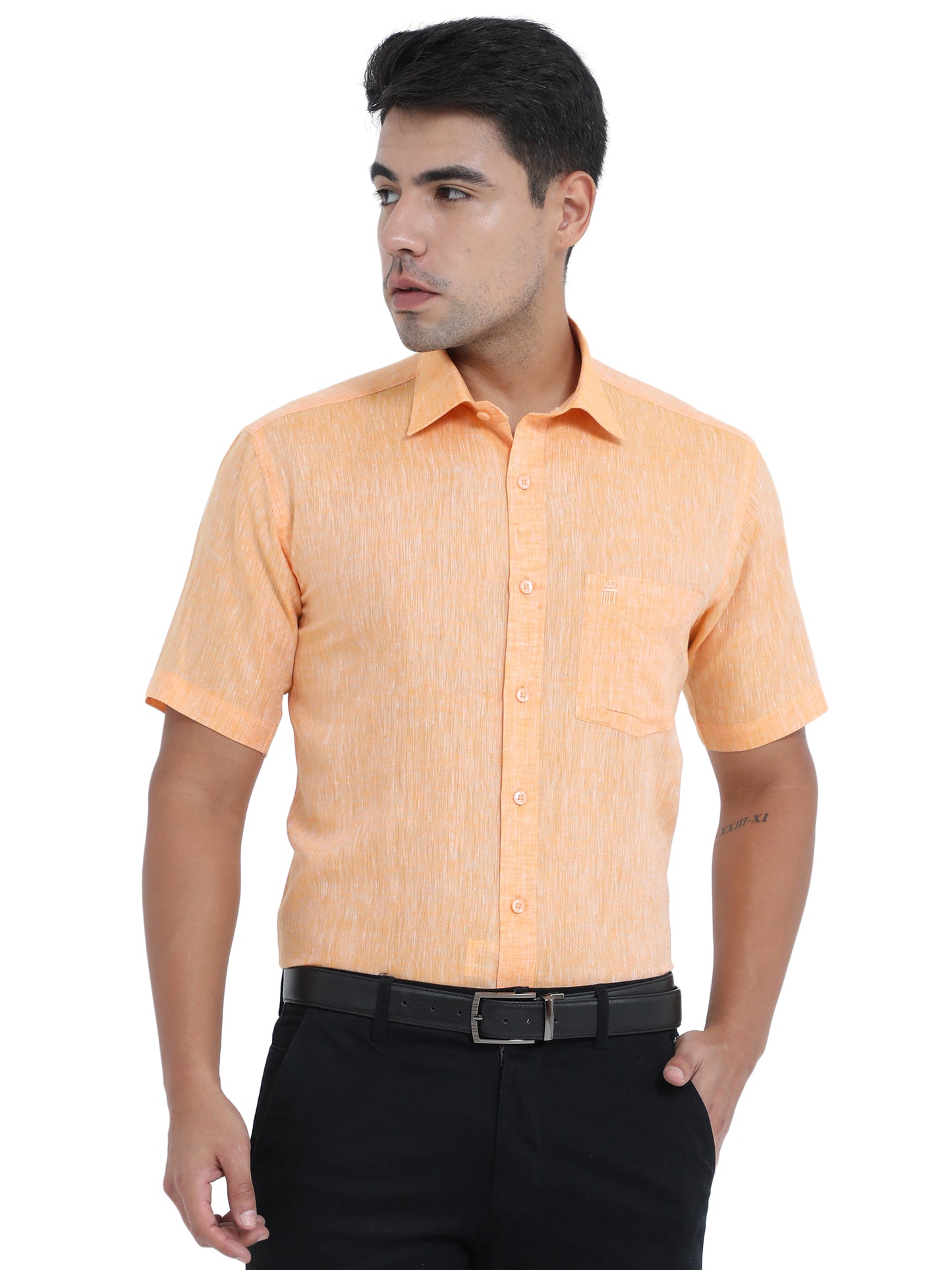 PURE LINEN HALF SLEEVE SHIRT - 6020 MEN SHIRT
