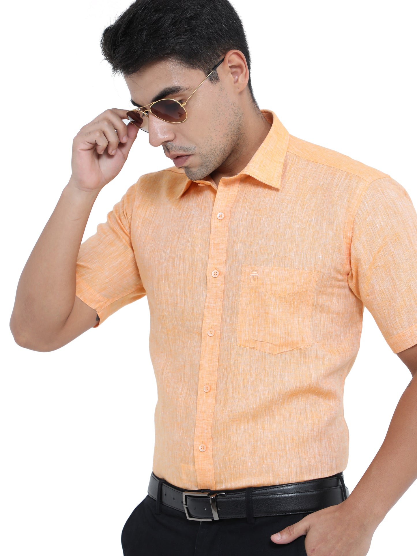 PURE LINEN HALF SLEEVE SHIRT - 6020 MEN SHIRT
