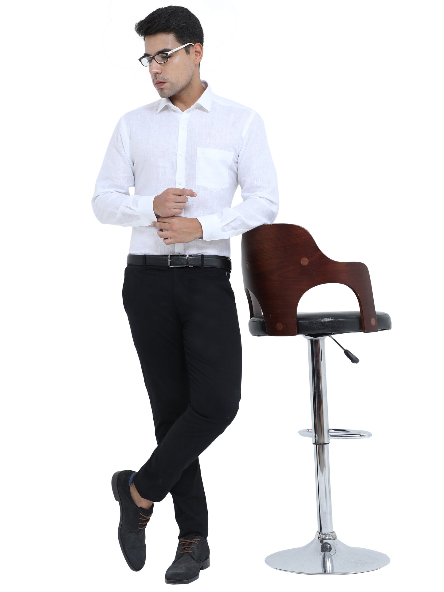 PURE LINEN WHITE FULL SLEEVE SHIRT - 6026 MEN WHITE SHIRT