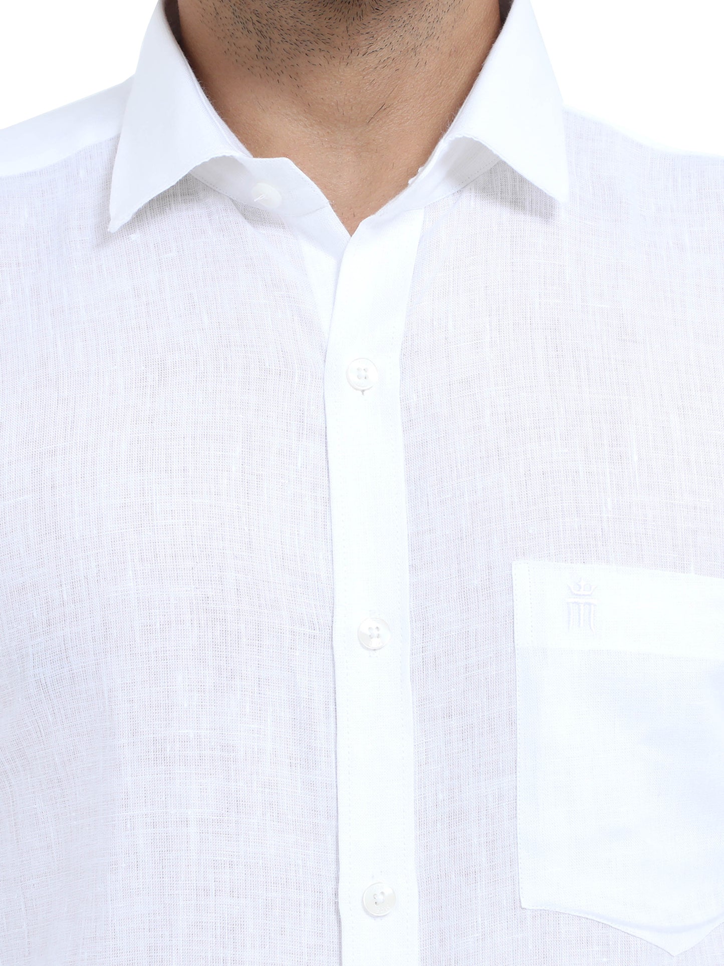 PURE LINEN WHITE FULL SLEEVE SHIRT - 6026 MEN WHITE SHIRT